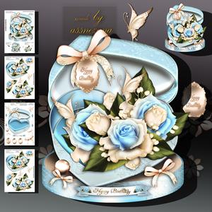 Soft Blue Gift Box with Roses