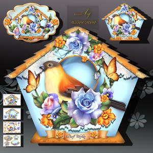 Colorful Bird House with Roses
