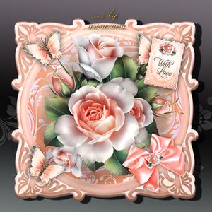 Soft Peach White Roses Card