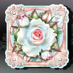 Vintage Soft Blue White Roses Card