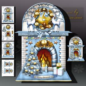 Winter Silver Christmas Fireplace