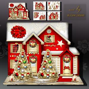 Red Christmas House Card Kit