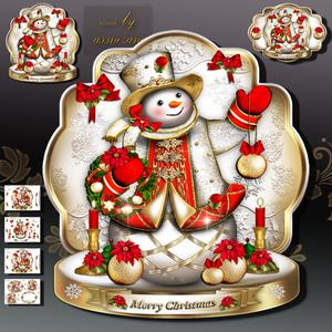 Silver Holiday Christmas Snowman Card Kit