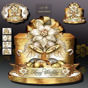 Christmas Golden Gift Box Card