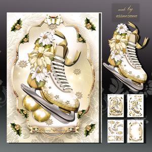 Christmas White Skates Card Kit
