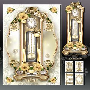 Christmas Clock with Poinssetias Card Kit