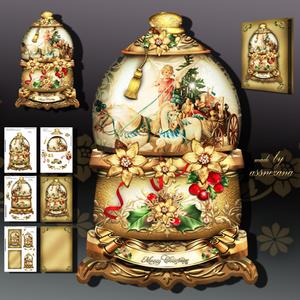 Vintage Christmas Golden Snow Globe