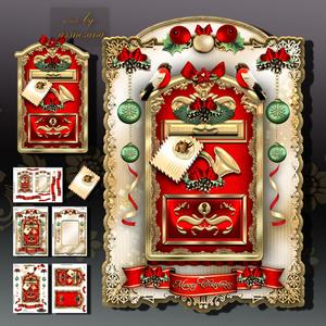 Christmas Vintage Festive Mailbox with Decorations