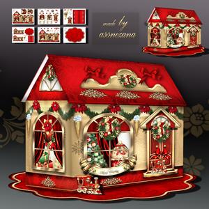 3D Paper Christmas House for Desk Table