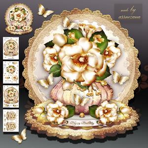 Vintage Cream Roses Card Kit