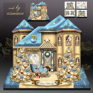 Winter Christmas Family House Card Kit