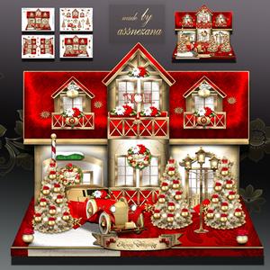 Vintage Christmas Family House Card Kit