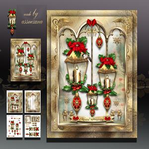 Christmas Vintage Windows with Lamps Card