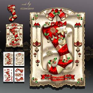 Red Festive Christmas Stocking Card Kit