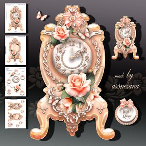 Soft Vintage Clock with Peach Roses