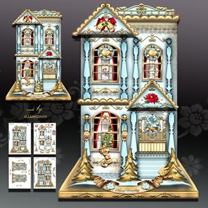 Winter Family House Card