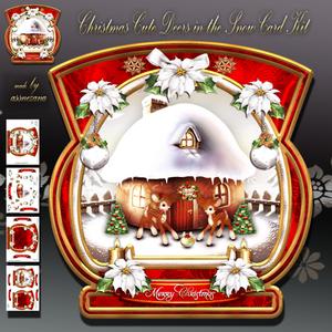 Christmas Cute Deers in the Snow Card Kit