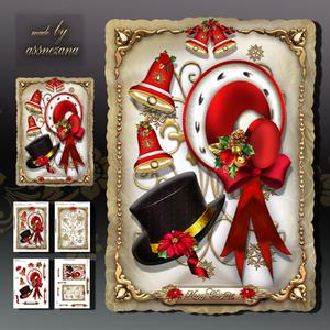 Christmas Vintage Hats Card Kit