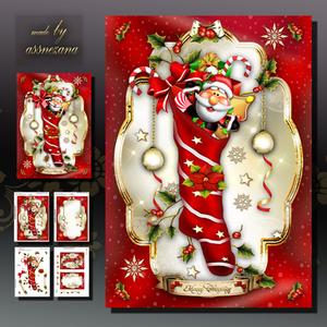 Red Christmas Stocking Card Kit