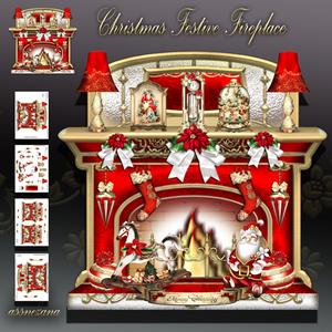 Christmas Festive Fireplace Card Kit