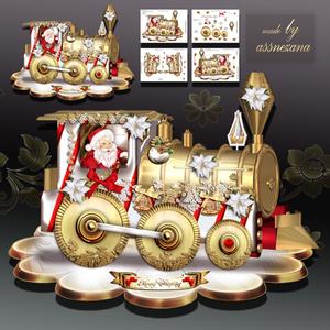 Christmas White Train with Santa Card Kit