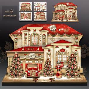 Christmas Family House with Golden Decorations