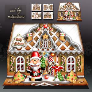 Christmas Gingerbread House with Santa