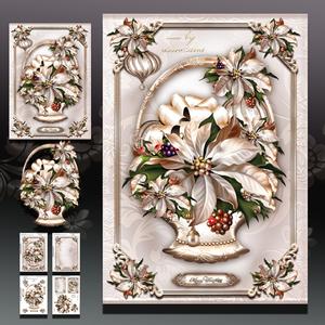 Christmas Bouquet of White Poinsettias Card Kit