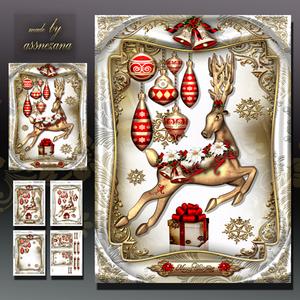 Christmas Deer Decor with Bubbles Card Kit