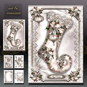 White Festive Christmas Stocking Card Kit