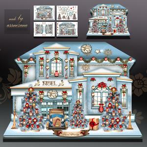 Winter Christmas Family House Card Kit