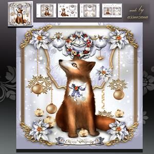 Christmas Cute Fox in Winter Card Kit