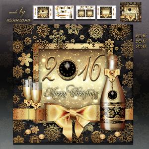 Merry Christmas and Happy Holidays with Champagne Card Kit