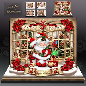 Christmas Street with Cute Santa Claus Card Kit