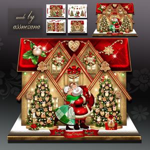 Christmas Santa and Mrs Claus with Trees Card Kit