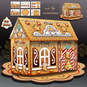 3D Paper Gingerbread House for Desk Table