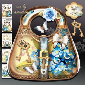 Vintage Flower Handbag Card Kit
