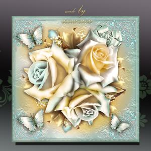 Turquoise Yellow Roses Card Kit