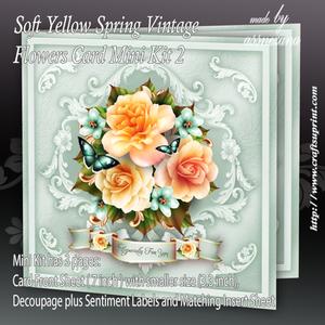 Soft Yellow Spring Vintage Flowers Card Mini Kit2