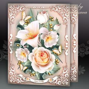 White Vintage Flowers Card Mini Kit