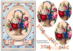Pretty Bouquet of Roses Pyramids Card