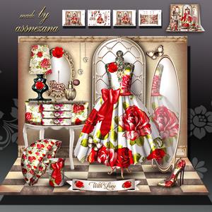 Dressing Roses Room Vintage Card Kit