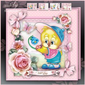 Baby Chicken in Spring Garden Card Mini Kit
