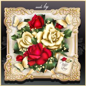 Vintage Yellow and Red Roses Card Mini Kit