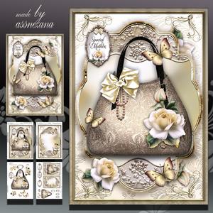 Cream Handbag for Mother Card Mini Kit