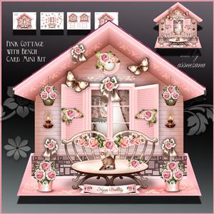 Pink Cottage with Bench Card Mini Kit