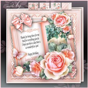 Pink Roses with Book Card Mini Kit