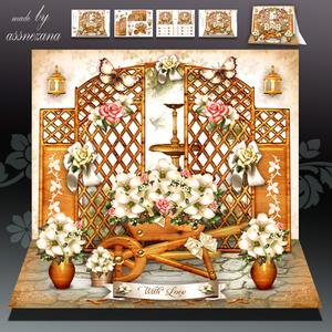 Wooden Garden with White Lilies Card Mini Kit