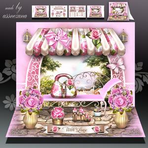 Pink Garden with Bench Card Mini Kit