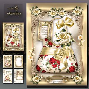 Silk Cream Handbag with Roses Card Mini Kit